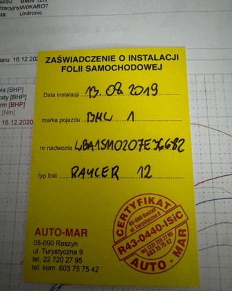 BMW Seria 1 cena 120000 przebieg: 46000, rok produkcji 2019 z Ząbki małe 172